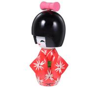 MERRYHAPY Muñeca Japonesa de Madera Kimono Tradicional Rojo, Figura Decorativa para Estanterías y Recuerdos, Diseño Único y Versátil para Amantes Cultura Asiática