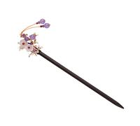 MERRYHAPY Palillo Cabello Oriental Vintage Flores y Borlas Moradas Accesorio para Moño Clásico Hanfu Horquilla para Pelo Semiformal y Casual Adecuado para Cabello Fino o Grueso