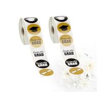 MERRYHAPY Pegatinas Redondas Autoadhesivas para Graduación 2 Rollos, Etiquetas Multiuso de 25 MM para Regalos y Fiestas Estudiantiles, Creativa