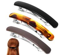 MERRYHAPY Pinzas Cabello Resorte 3 Unidades en Resina y Acero Inoxidable, Diseño Moderno en Estampado Leopardo Amarillo, Café Brillante y Negro Brillante, Clips Decorativos para Peinados