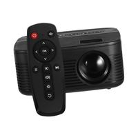 MERRYHAPY Proyector Led Portátil De Entretenimiento Miniproyector Led Compacto Hogar Altavoces Integrados y Sistema De Enfriamiento Silencioso, Uso Doméstico, Diseño Negro