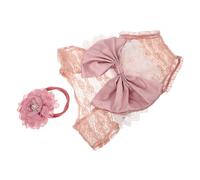 MERRYHAPY Ropa para Fotografía de Recién Nacida Niña con Mono de Encaje y Lazo Rosa y Diadema para Sesión de Fotos de Niña Conjunto de para Recién Nacidos