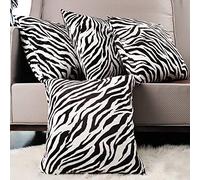 MERRYLIFE Juego de 4 fundas de almohada de terciopelo suave de 18 x 18 pulgadas, con estampado de cebra, decorativas, cuadradas, para sofá, patio, silla, dormitorio, decoración del hogar, coche, cebra