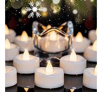 merrynights Velas LED, velas de té a granel, funciona con pilas, paquete de 24 velas de té sin llama de larga duración, 200 horas, velas de té realistas para Halloween, Navidad, boda, 1.5 pulgadas de