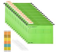 MerryNine Lot de 15 carpetas colgantes de polipropileno con separadores y tarjetas para la escuela, el hogar, el trabajo y la oficina Verde Tamaño A4