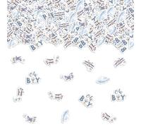 Merrystorm Confeti vintage de avión para baby shower, 200 unidades, diseño de viaje azul, diseño de Oh Boy, recortes de papel de doble cara para postre, centro de mesa, decoración de fiesta de