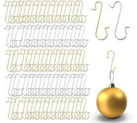 MERRYXMAS 100 ganchos para árbol de Navidad: ganchos para árbol de Navidad en oro y plata, colgadores en forma de S para bolas de Navidad y decoración navideña (100 unidades)