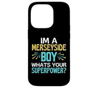 Merseyside Boy ¿Cuál es tu Superpower Liverpool Everton Fun Carcasa para iPhone 14 Pro