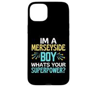 Merseyside Boy ¿Cuál es tu Superpower Liverpool Everton Fun Carcasa para iPhone 15 Plus