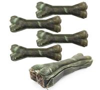 MERSJO 5 Huesos masticables funcionales, golosinas para Perros con codorniz, Menta, Papaya y espirulina, 13,5 cm, 5 x 70 g, Bocadillo Natural para Masticar para un Aliento Fresco y una digestión