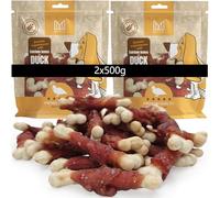 MERSJO Hundeleckerlis Premium Pato Snack con calcio, sin cereales, aperitivos para perros, 2 x 500 g, secado al aire