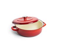 Merten & Storck 1873 - Braiser de hierro esmaltado alemán (4 cuartos), color Rojo Lava