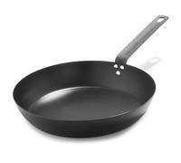 Merten & Storck Carbon Steel Sartén de Acero al Carbono Pre-Seasonada de 30 cm, Hierro Fundido Ligero, Duradera, Asar, Freír, Fácil de Limpiar, Inducción, Apta para Horno hasta 315°C, Negro