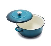 Merten & Storck Horno Holandés de Hierro Esmaltado Hecho a Mano, Apto para Todo Tipo de Cocinas, Inducción y Horno, 26 cm/ 5L, Azul Profondo