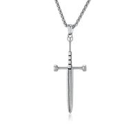 MERTTURM Colgante de cruz de caballero vikingo nórdico - Cadena antigua medieval de acero de titanio, regalo para hombres, símbolo de protección y ataque, 30 * 74mm, Acero inoxidable, No.