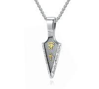 MERTTURM Collar Ankh para Hombre, Ojo de Horus, Cruz Egipcia, Símbolo de Protección, Cadena para Hombre, Acero Inoxidable + Colgante de Punta de Flecha de Fibra de Carbono con Caja de Regalo