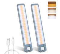 MERTTURM Luz de Armario 96LED, 2000mAh Recargable Luces 4 Modos con Sensor de Movimiento, Brillo Regulable con 3 Colores, 35cm Super brillante Lámpara Magnética para Cocina, Escalera, Garaje, Pasillo