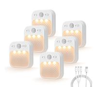 MERTTURM Luz Nocturna con Sensor de Movimiento[30 días de espera], Luz Nocturna Infantil Recargable con 3 Colores de Luz y Brillo Ajustable, Instalación Magnética para Pasillo, Escalera, Habitación