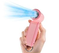 MERTTURM Mini Ventilateur Portable, 17400RPM Poche Rechargeable Turbo Ventilateur avec 5 Vitesses pour Commutaison/Marche/Shopping/Voyage/École - Rose Corail