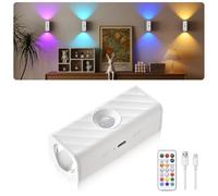 MERTTURM Recargable Luz Vitrina LED Inalámbrico, Iluminación de Cuadros con Sensor de Movimiento, 10 RGBW Focos LED con Control Remoto & Minutero, para Escalera/Pasillo/Lámpara Decorativa - 1PCS