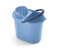 Mery | Cubo Ovalado con Escurridor | Cubo para Fregar | Asa Anatómica | Polipropileno | 12 Litros | Azul | Medidas: 31,5x25x34 cm