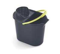 Mery | Cubo Ovalado con Escurridor | Cubo para Fregar | Asa Anatómica | Polipropileno | 12 Litros | Gris y Lima | Medidas: 31,5x25x34 cm