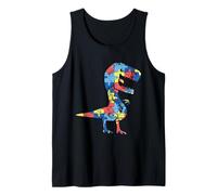 Mes de concienciación sobre el Autismo Divertido Dinosaurio Apoyo aceptación Camiseta sin Mangas