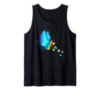 Mes de concienciación sobre el Autismo Mariposa Azul Rompecabezas Salud Mental Camiseta sin Mangas