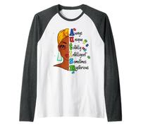 Mes de concientización sobre el Autismo Reina Amor Apoyo Mujeres Niños Camiseta Manga Raglan
