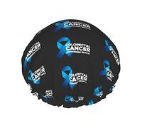 Mes de concientización sobre el cáncer colorrectal Cinta azul 2023 Gorros de ducha Gorro de baño reutilizable Gorro de ducha de baño elástico Suave impermeable para gorros de cabello de todas las long