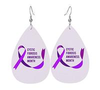 Mes de concientización sobre la Fibrosis Quística, pendientes de cinta morada para mujeres y niñas, joyería ligera de cuero, pendientes colgantes en forma de lágrima