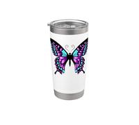 Mes de concientización sobre la prevención del suicidio Mujeres Mariposa Sobrevivientes Vaso térmico de acero inoxidable de doble pared