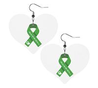 Mes de concientización sobre la salud, pendientes de cuero para mujer, pendientes colgantes, colgante de corazón con gancho, regalos para niña adulta