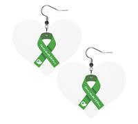 Mes de concientización sobre la salud, pendientes de cuero para mujer, pendientes colgantes, colgante de corazón con gancho, regalos para niña adulta
