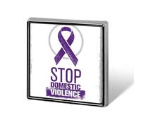 Mes de Concientización sobre la Violencia Doméstica, Pines de Cinta Morada, Insignia Cuadrada, Pin de Solapa, Botones de Esmalte, Decoraciones para Fiestas