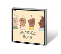 Mes de la Concientización sobre la Sordera, Mes de la Pérdida Auditiva, Pines, Insignias Cuadradas, Pins de Solapa, Botones Esmaltados, Decoraciones para Fiestas