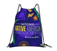 Mes De La Herencia Nativa Americana Unisex Mochila De Cuerdas Ligera Bolsa De Gimnasio Plegable Mochila Con Cordón Para Senderismo Acampada Yoga