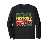 Mes de la Historia Negra 24/7/365 Melanina Africana Niños Hombres Mujeres Manga Larga