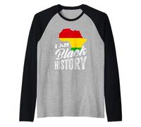 Mes de la Historia Negra I Am Black History Africa Heritage Camiseta Manga Raglan