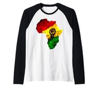 Mes de la Historia Negra Mapa de África Puño Negro Rey Orgullo tee Camiseta Manga Raglan