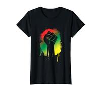 Mes de la Historia Negra Puño de Poder Africano Hombres Mujeres Camiseta gráfica económica, Mujer, Negro, M