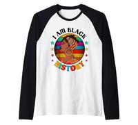 Mes de la Historia Negra Soy Negro Historia Chica Negra Afro Queen Camiseta Manga Raglan