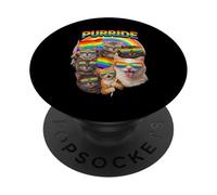 Mes del Orgullo del aliado Gay LGBT pirateado de Memes de Purride Cat PopSockets PopGrip Adhesivo