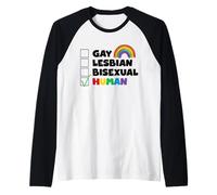 Mes del orgullo LGBTQ del amor humano - Lindo arco iris empoderador LGBT Camiseta Manga Raglan