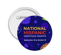 Mes Nacional de la Herencia Hispana Pines Broche redondo Botón Insignia Pegatinas Letrero Pin de metal