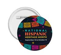 Mes Nacional de la Herencia Hispana Pines Broche redondo Botón Insignia Pegatinas Letrero Pin de metal Insignia Decoración