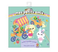 Mes petits amis - Cartes à gratter pastel Mon petit marché - pochette avec accessoires