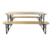Mesa + 2 bancos plegables madera