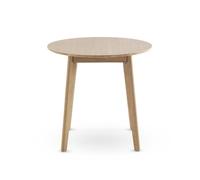 Mesa 80 diametro patas madera de hevea con sobre chapado en roble