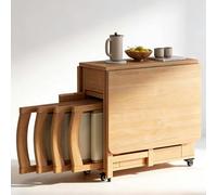 Mesa Abatible con 4 Sillas, Mesa Plegable De Madera Maciza, Mesa Extensible y Ahorra Espacio, para el hogar, Sala de Estar y Restaurante,1.3m